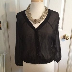 Sheer black button up blouse