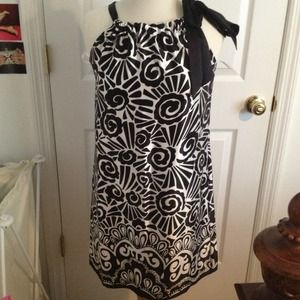 NWT black and white tie neck dress