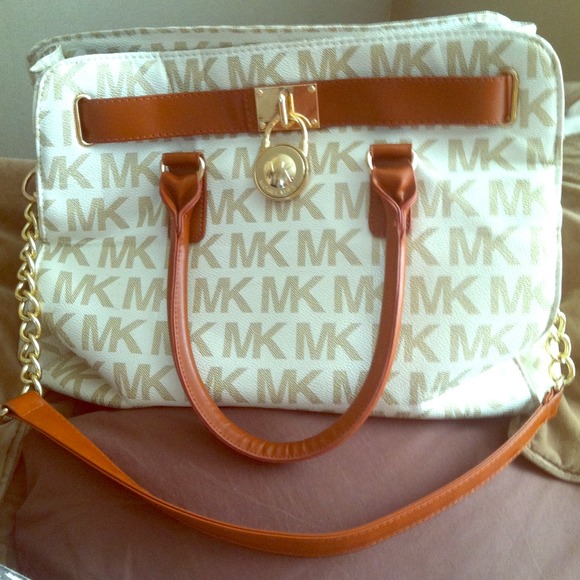 Michael Kors inspired white/tan hamilton bag!