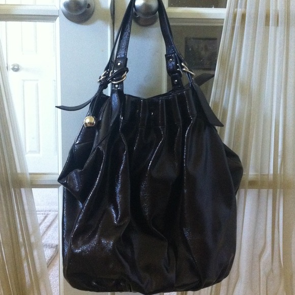 Shiny brown handbag