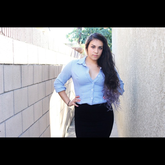 Striped Blue and White Button Up