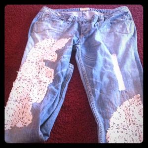 Great lace-y light blue jeans