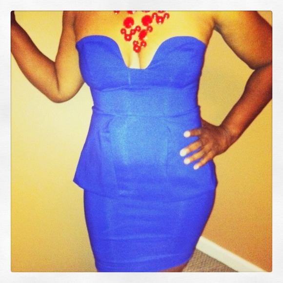 Royal blue strapless dress
