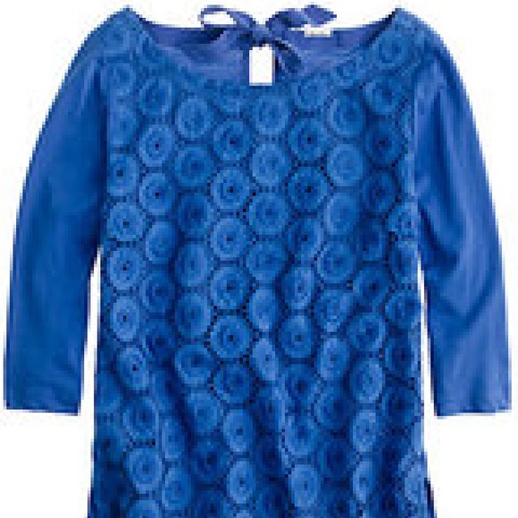 J. Crew cobalt blue 3/4 sleeve  tie back top