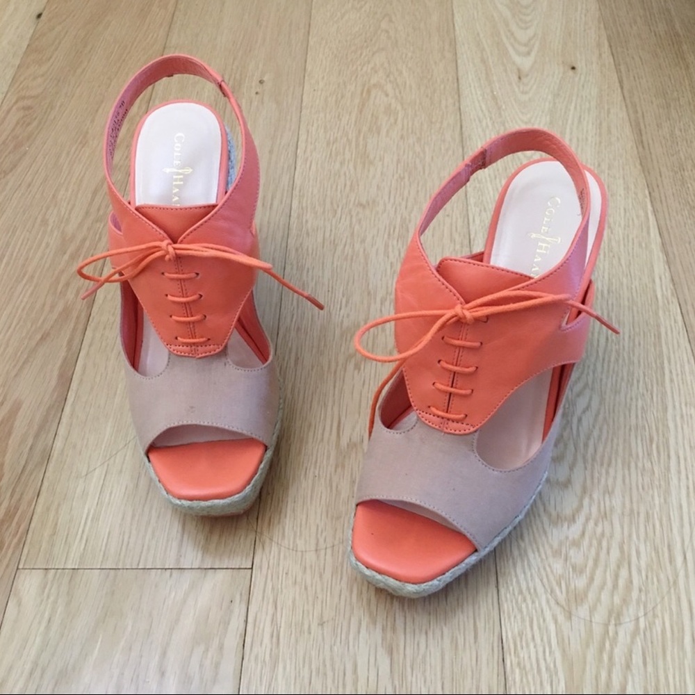 MOVING SALE Cole Haan coral sandal wedge - Picture 3 of 7