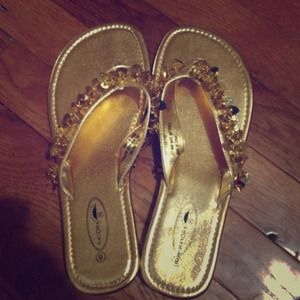 CLEARANCE Gold sparky sequin sandals