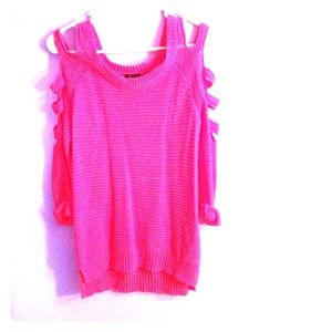 Bright coral sliced sleeve sweater