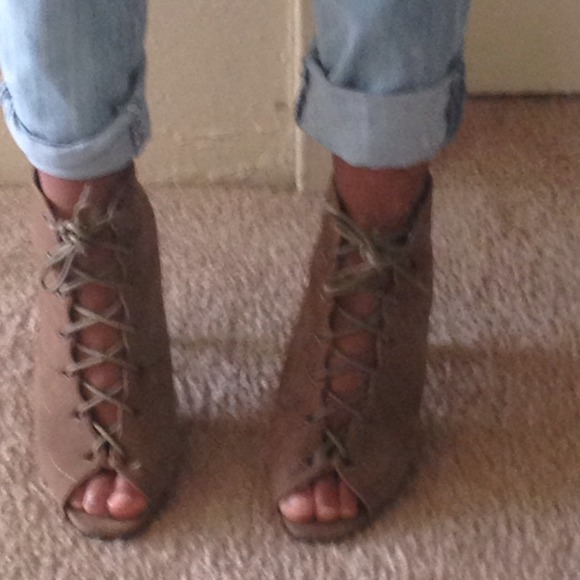 Lace-up open toe heels, bought from the UK.