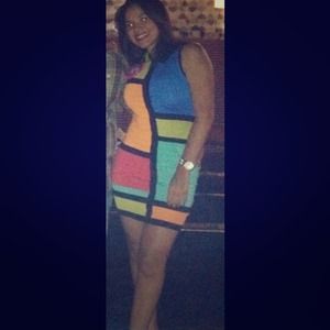 Body tight spandex color block dress.