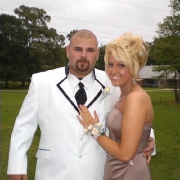 Strapless caramel latte prom dress. - Picture 2 of 3