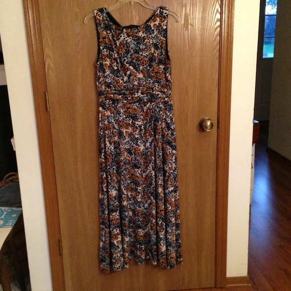 Blue and tan long dress