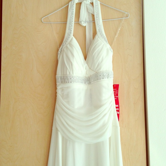 Trixxi  V-Neck Halter Dress With Hanky Hem