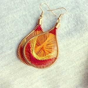 Gold woven drop earrings