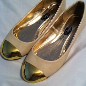 Tan flats with gold