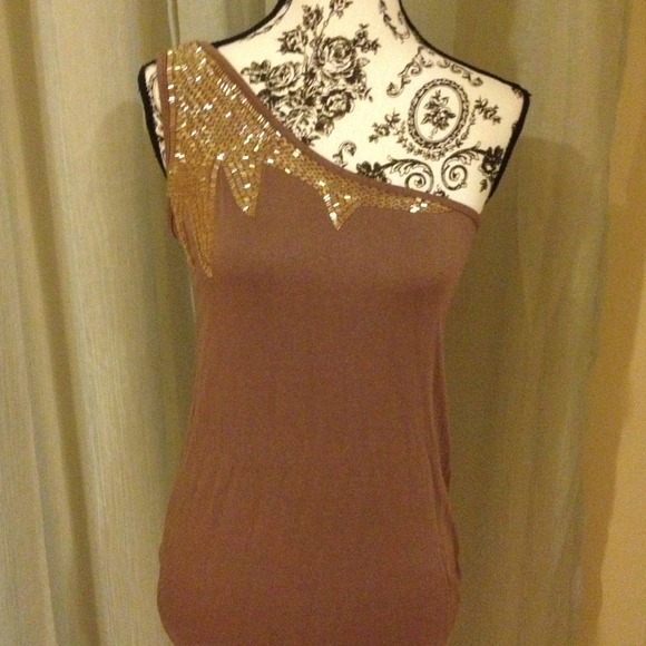 One shoulder beaded shirt!