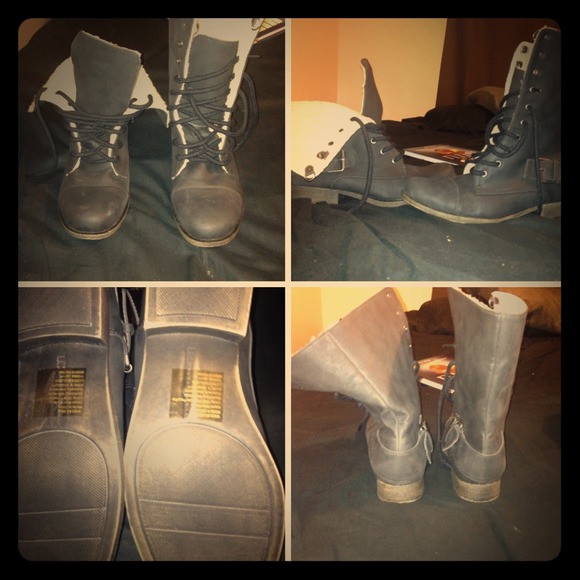 Lauren Conrad leather combat lace up boots