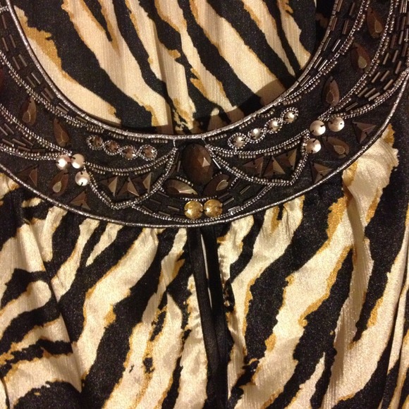 Gold and black Zebra print dressy shirt - Picture 2 of 3