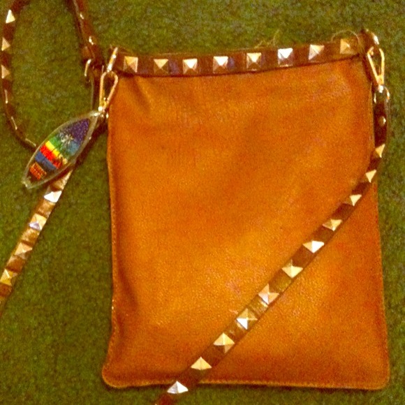 Brown , Gold Studed Charming Charlie Handbag - Picture 1 of 1