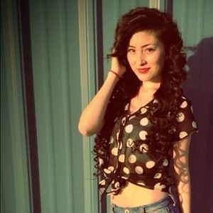 Black and white polka dot blouse