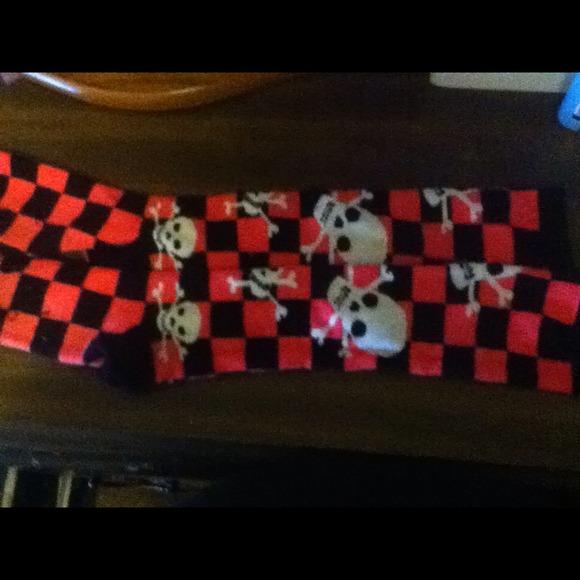 Pink and black skull socks