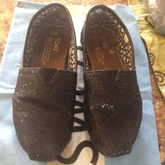 Black Glitter Toms