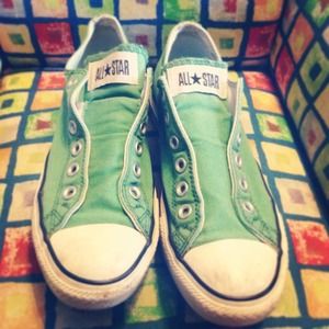 Converse all stars chucks green slip ons  8