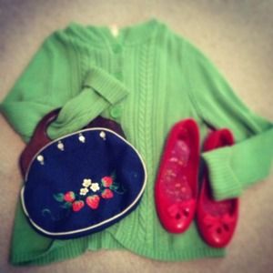 Vintage hand painted purse strawberries small