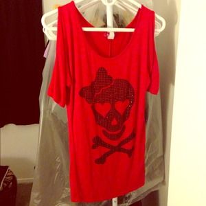 Red Cold Shoulder Top