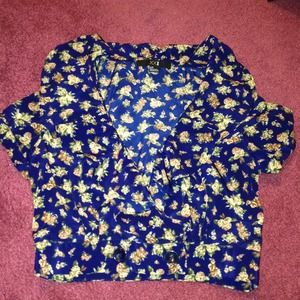 Blue floral crop top