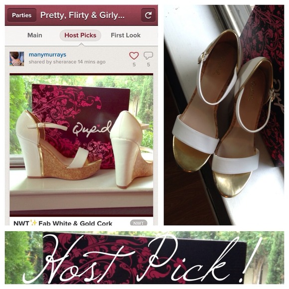 πBUNDLEDπ«SOLD NWTβ¨Fab White & Gold Cork Wedges - Picture 4 of 4