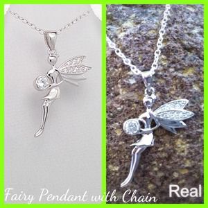 ❌SOLD❌Sterling Silver & CZ Fairy Pendant