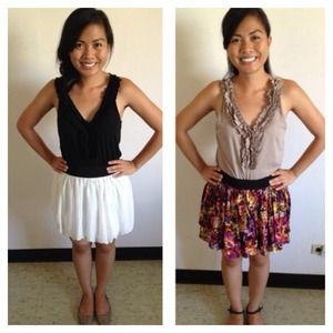 Tan and Black ruffle tank top (2)