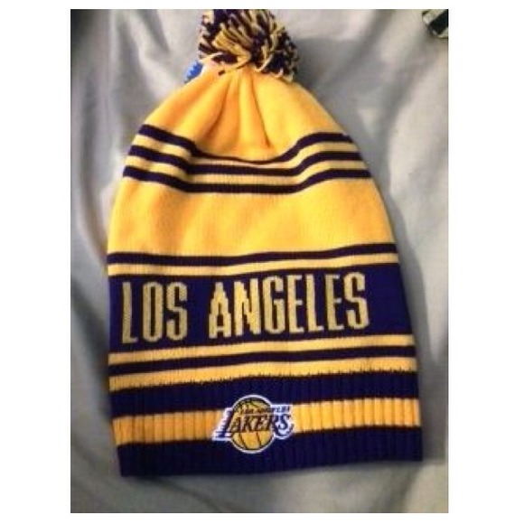 ADIDAS LAKERS NBA CUFFLESS POM LONG KNIT BEANIE