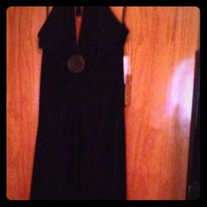 Black halter maxi dress
