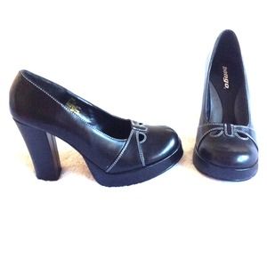 Bongo black chunky heel shoes