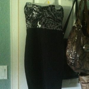 Black strapless cheetah top dress