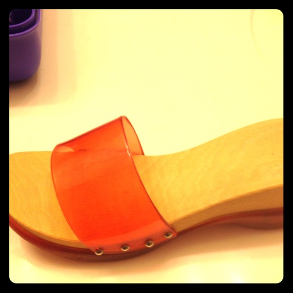 Cleaning out my closet; Orange Rubber Clogs$10;