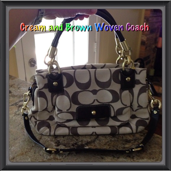 💥SOLD💥Coach Cream with Brown C's Woven
