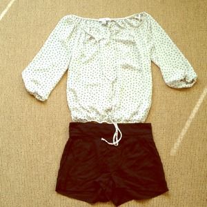 TRADED Sheer Cream and Brown Blouse