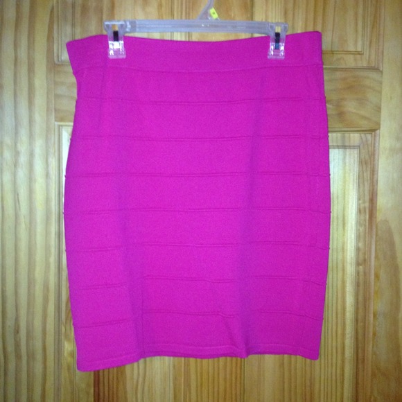 Hot pink large pencil skirt.
