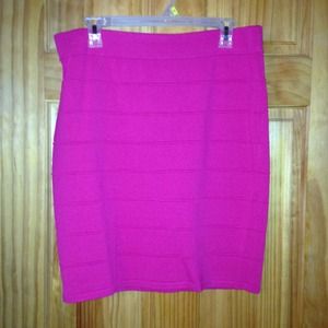 Hot pink large pencil skirt.