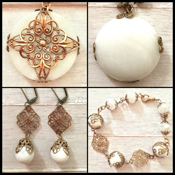 ✳️HOST PICK✳️ WHITE AMAZONITE BRASS JEWELRY SET - Picture 4 of 4