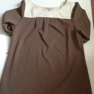 Straighline quarter sleeve brown dress