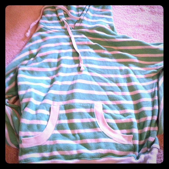 Green and white striped sweatshirt