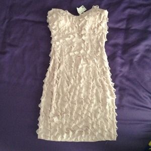 Strapless cream frills dress