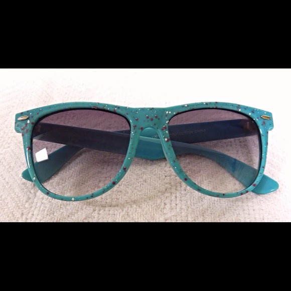 Teal with Splatter-paint Wayfarer Sunglasses