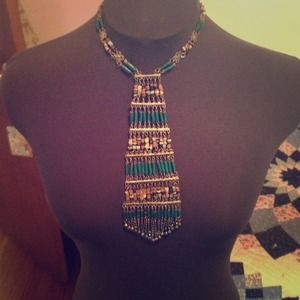 Boho vintage beaded bib necklace