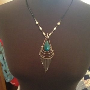 Boho turquoise pendant necklace.
