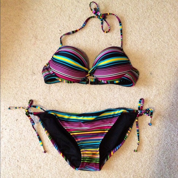 SOLD. NWOT striped bikini. Never worn