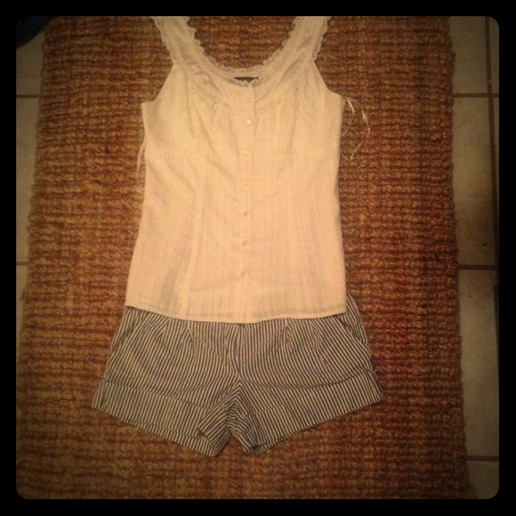 Navy and white stripe shorts